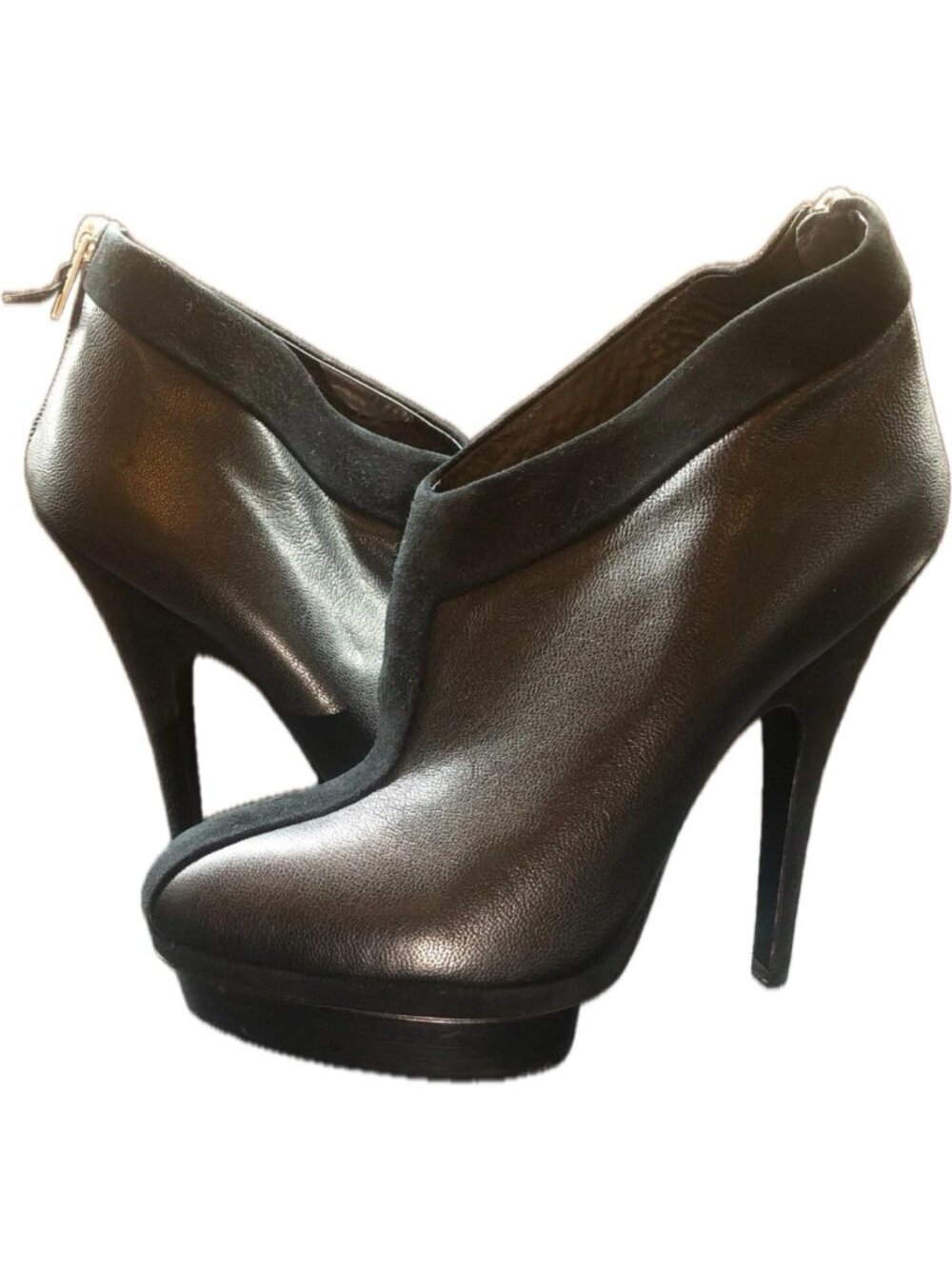 Yves Saint Laurent – YSL Rive Gauche Black Leather & Suede Easy Ankle Boots 7.5